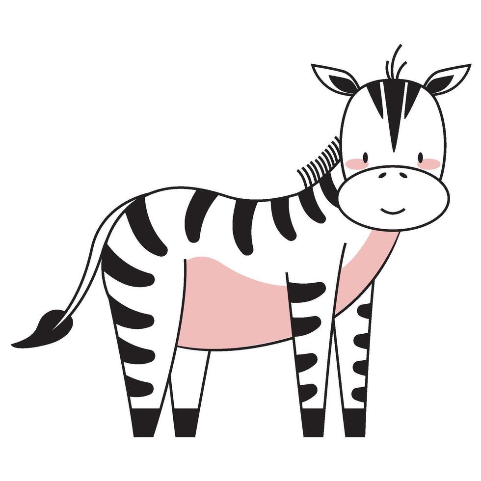 A cartoon zebra standing in front of a white background vector