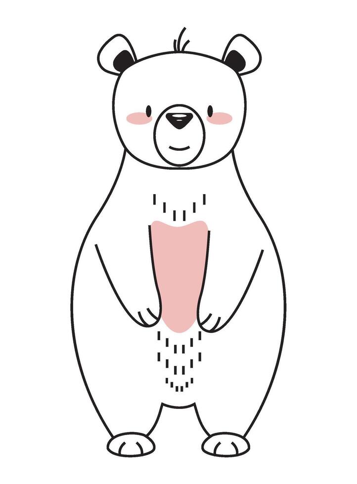 A cartoon bear with a heart on its chest vector