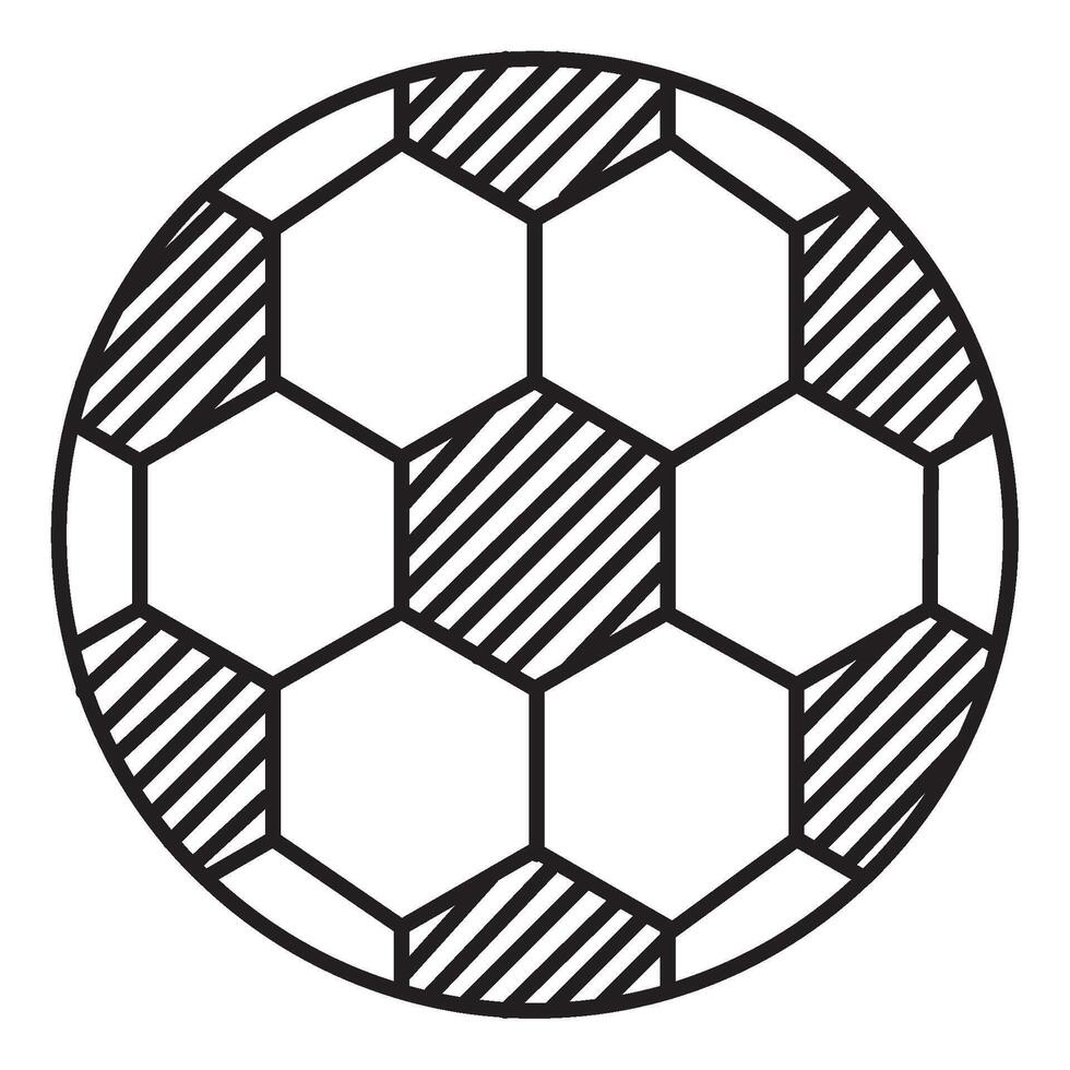 A soccer ball is shown in a black and white drawing vector