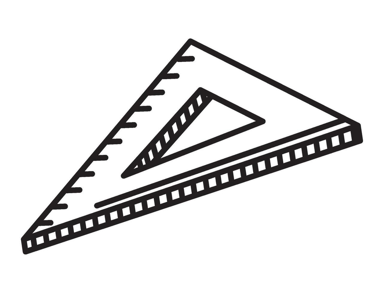 A triangle shaped ruler with a line drawn on it vector