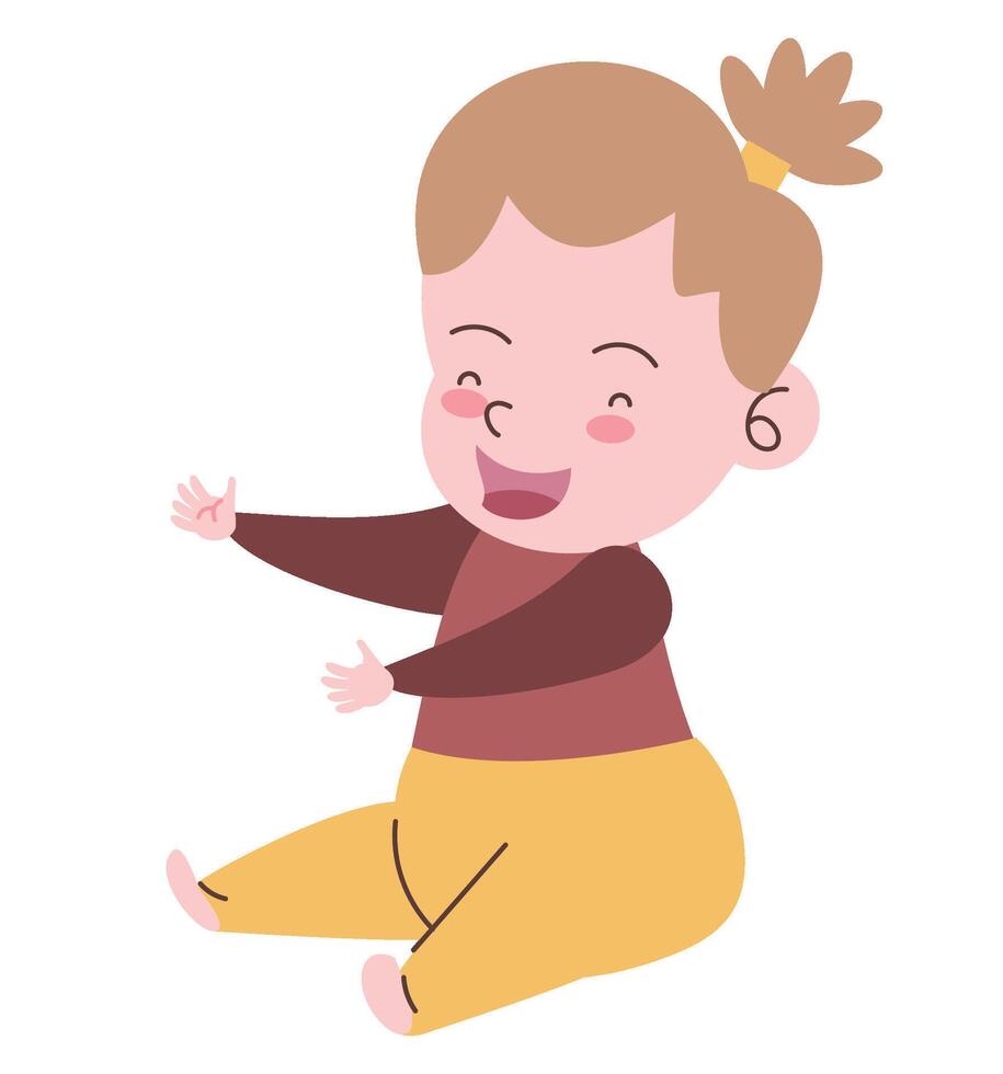 A little girl sitting on the floor with her hands outstretched vector