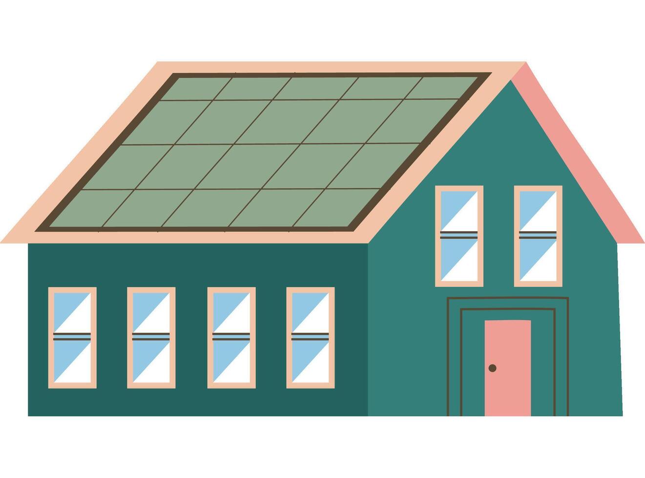 A house with a solar panel on the roof vector