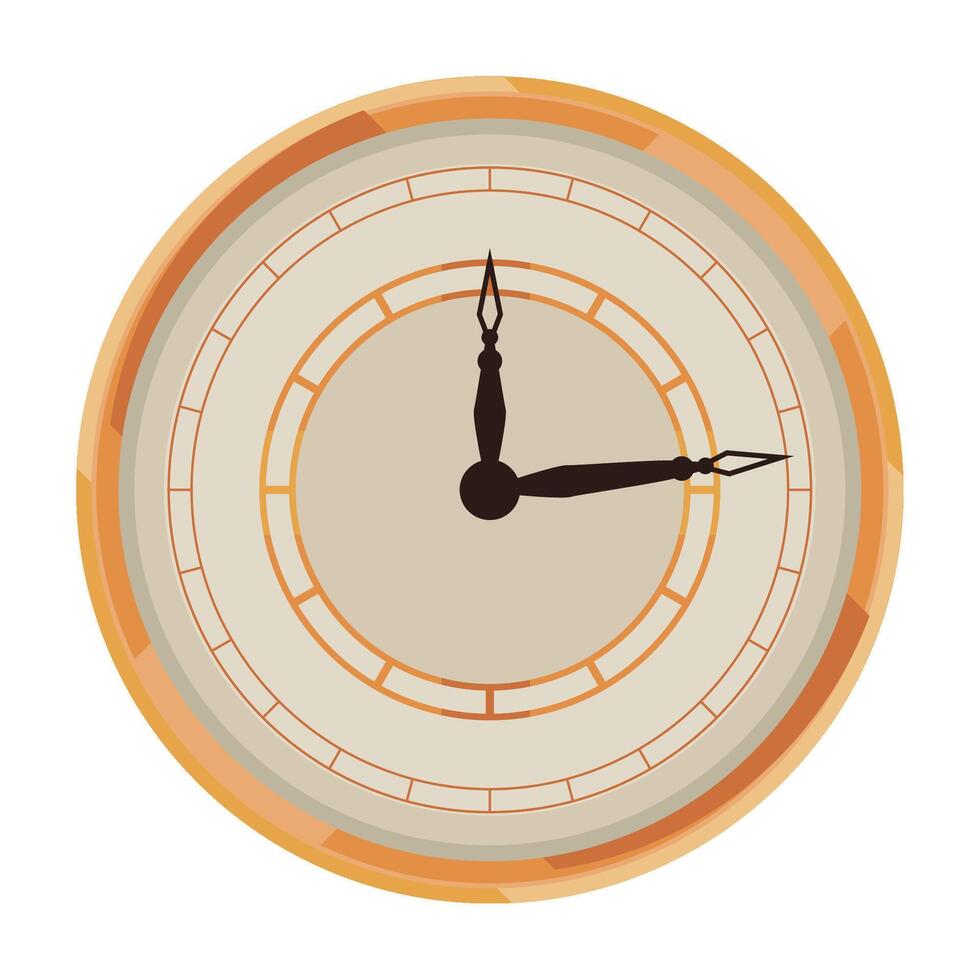 A clock with a brown face and a black hand vector