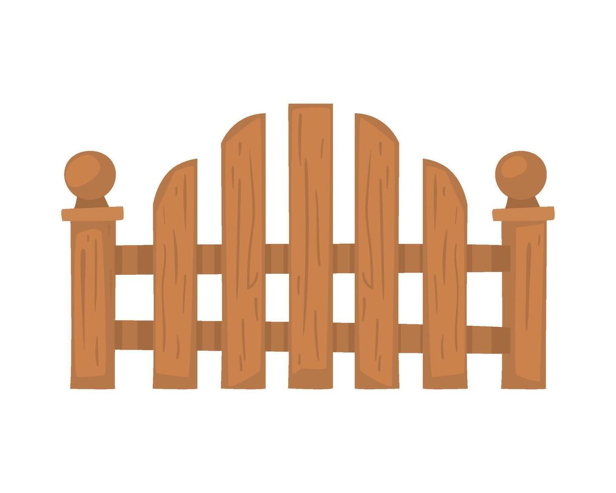 Wooden fence with wooden posts and gates illustration vector