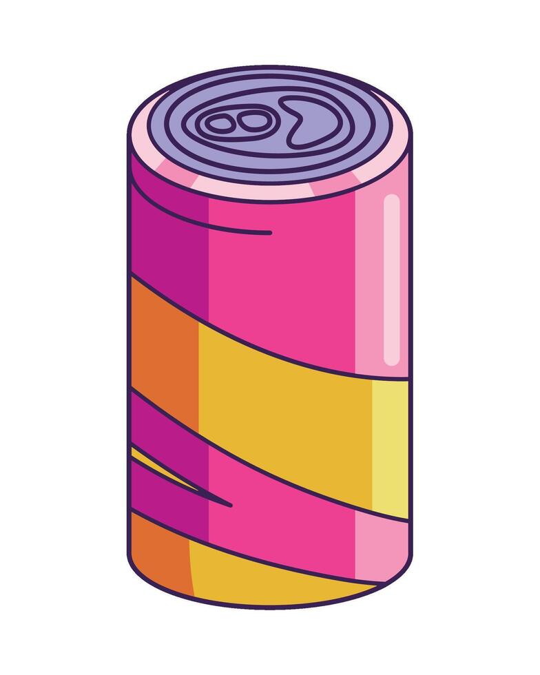 A can of soda with a pink and yellow stripe vector
