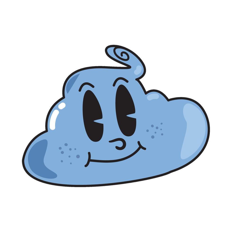 A cartoon blue cloud with a smile on its face vector