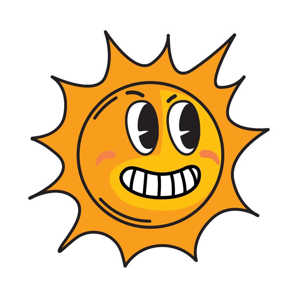 Cartoon sun with angry expression illustration design vector