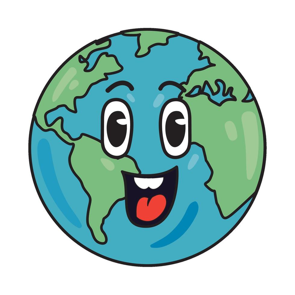 Earth globe cartoon character illustration vector