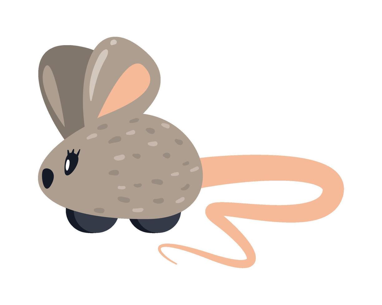 A cartoon mouse with long ears and a tail vector