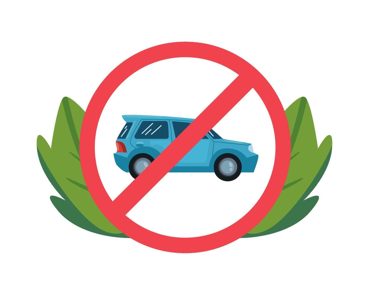 No car allowed sign with a car in the middle vector