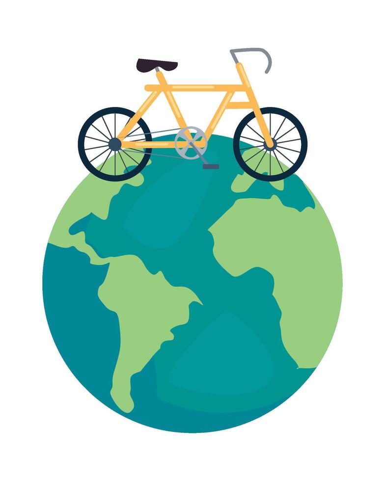 A bicycle is sitting on top of the earth vector