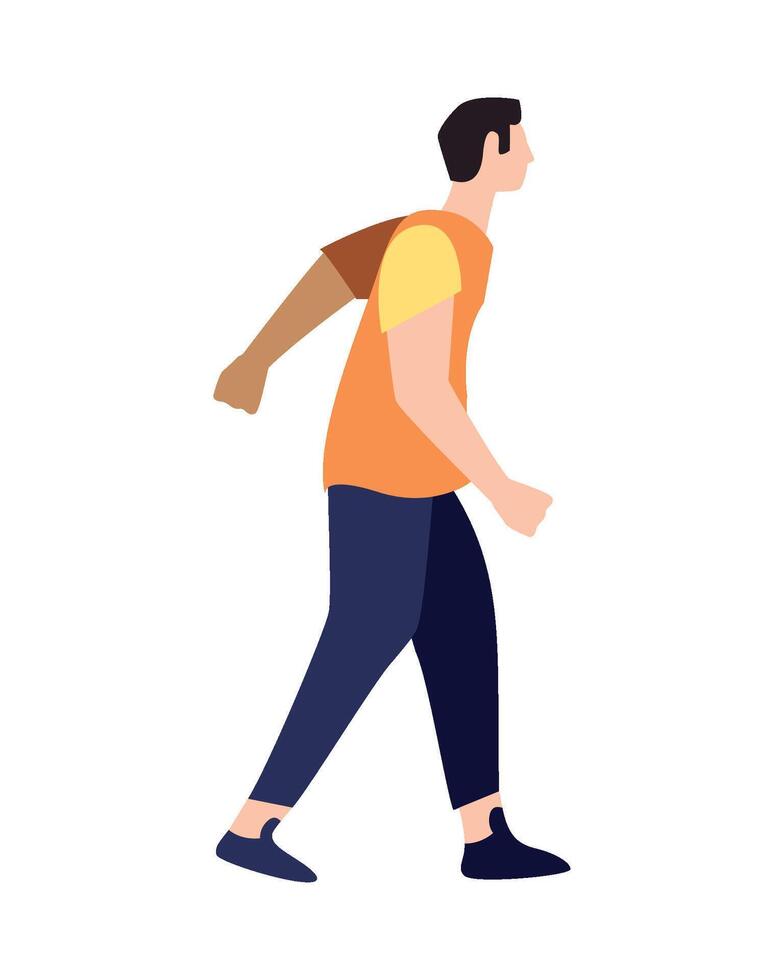 Man walking with a bag on his shoulder vector