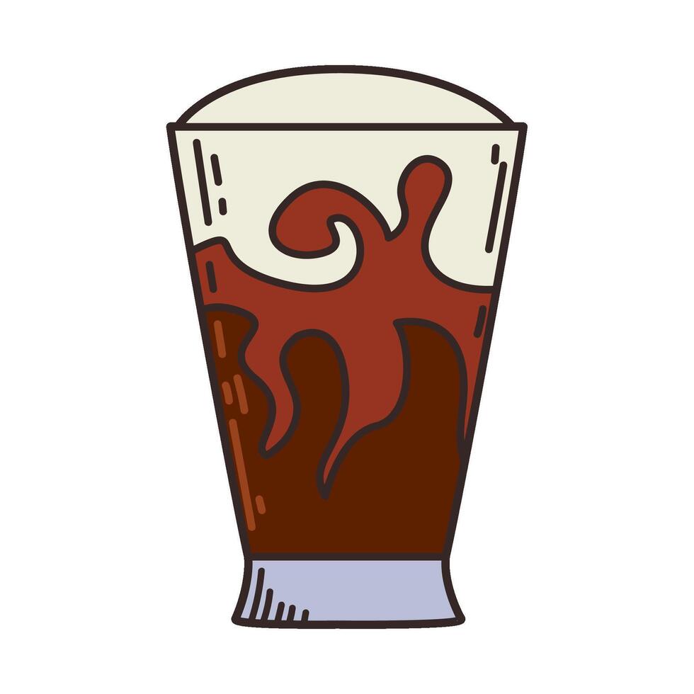 A glass of beer with a swirl of chocolate vector