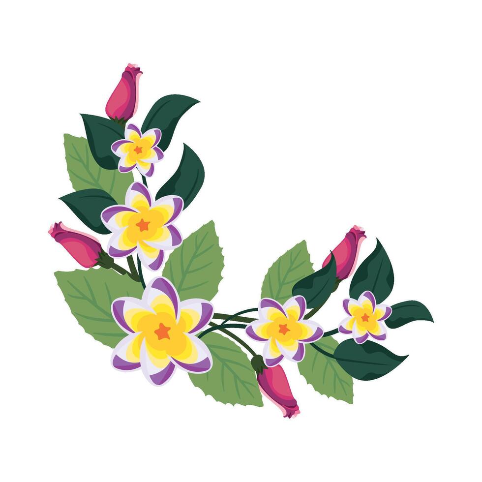 Flowers and leaves on a white background vector
