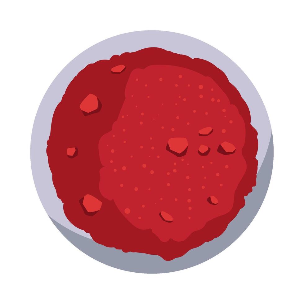 A red dessert in a plate on a white background vector