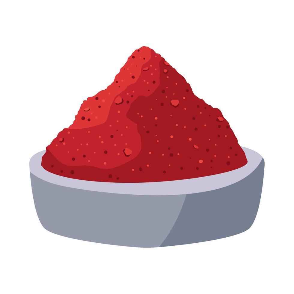 Red chili powder in a bowl on a white background vector