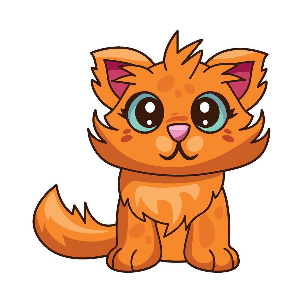 A cartoon orange cat with big eyes vector