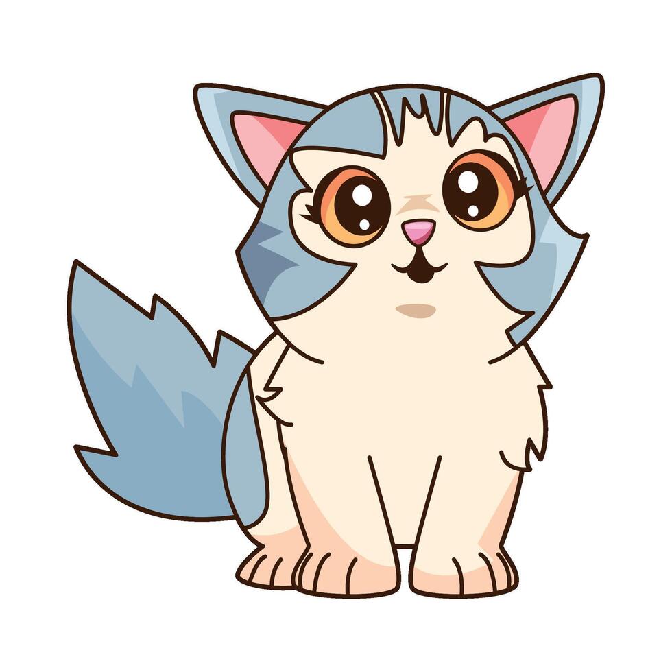 A cartoon cat with big eyes and a big nose vector