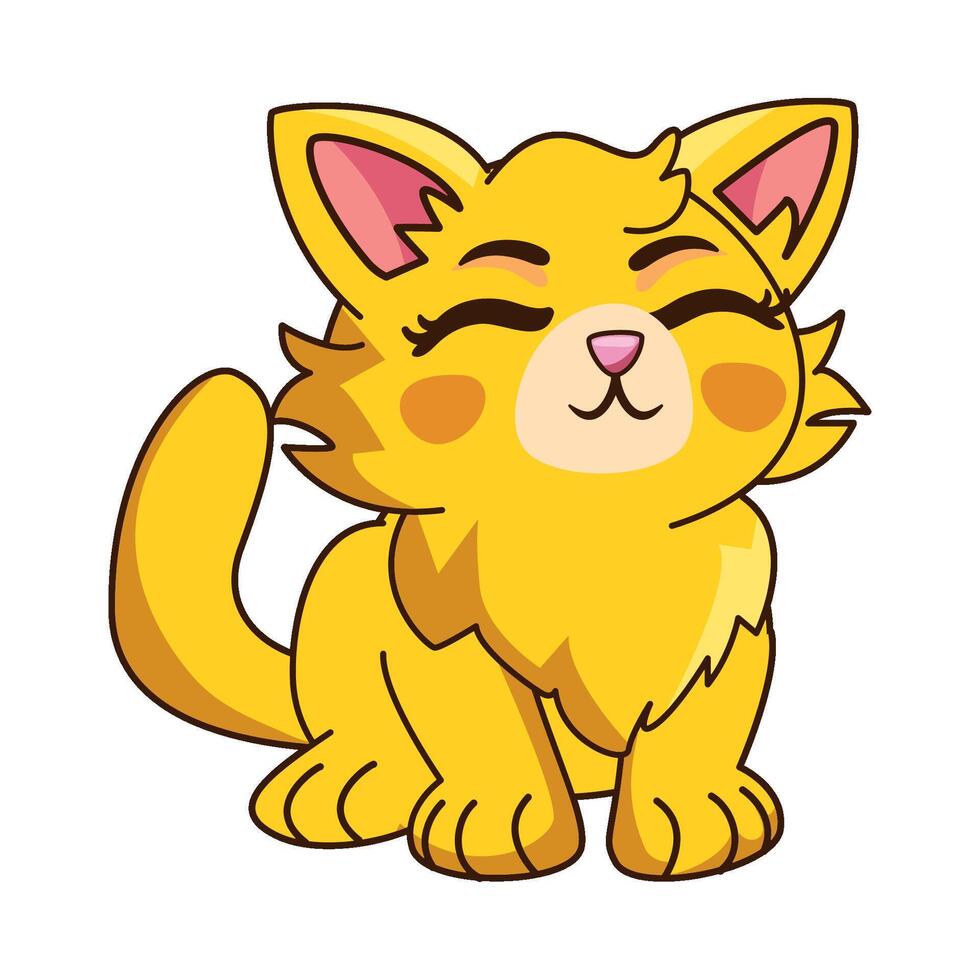 A cartoon yellow cat with big eyes vector
