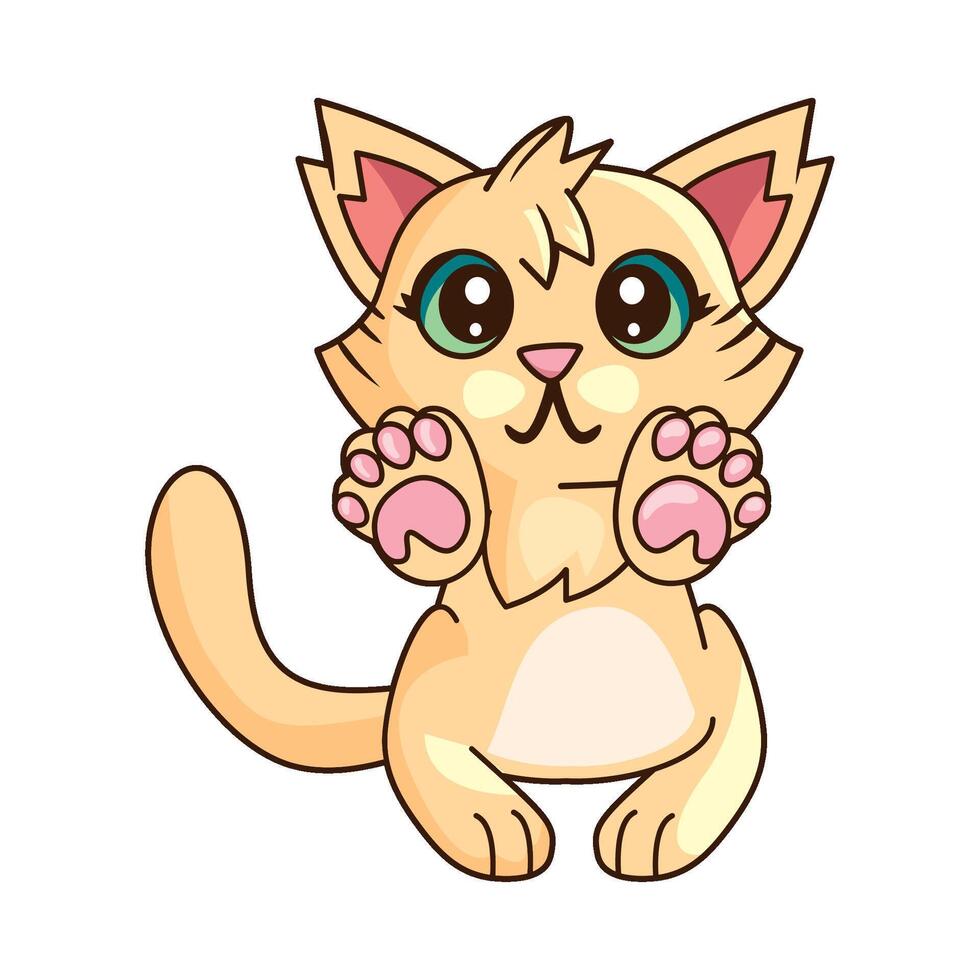 A cartoon cat with big eyes and paws vector