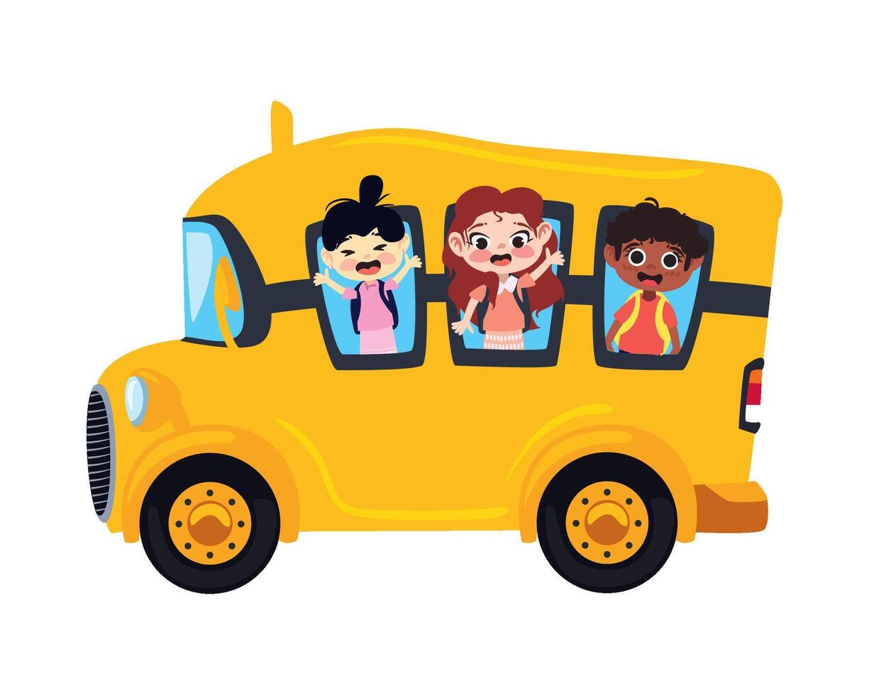 School bus with children inside illustration vector