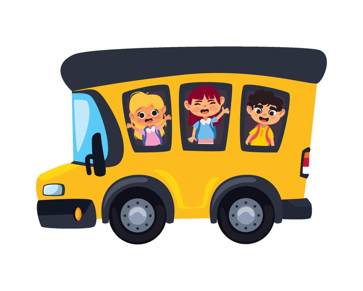 School bus with children inside illustration vector