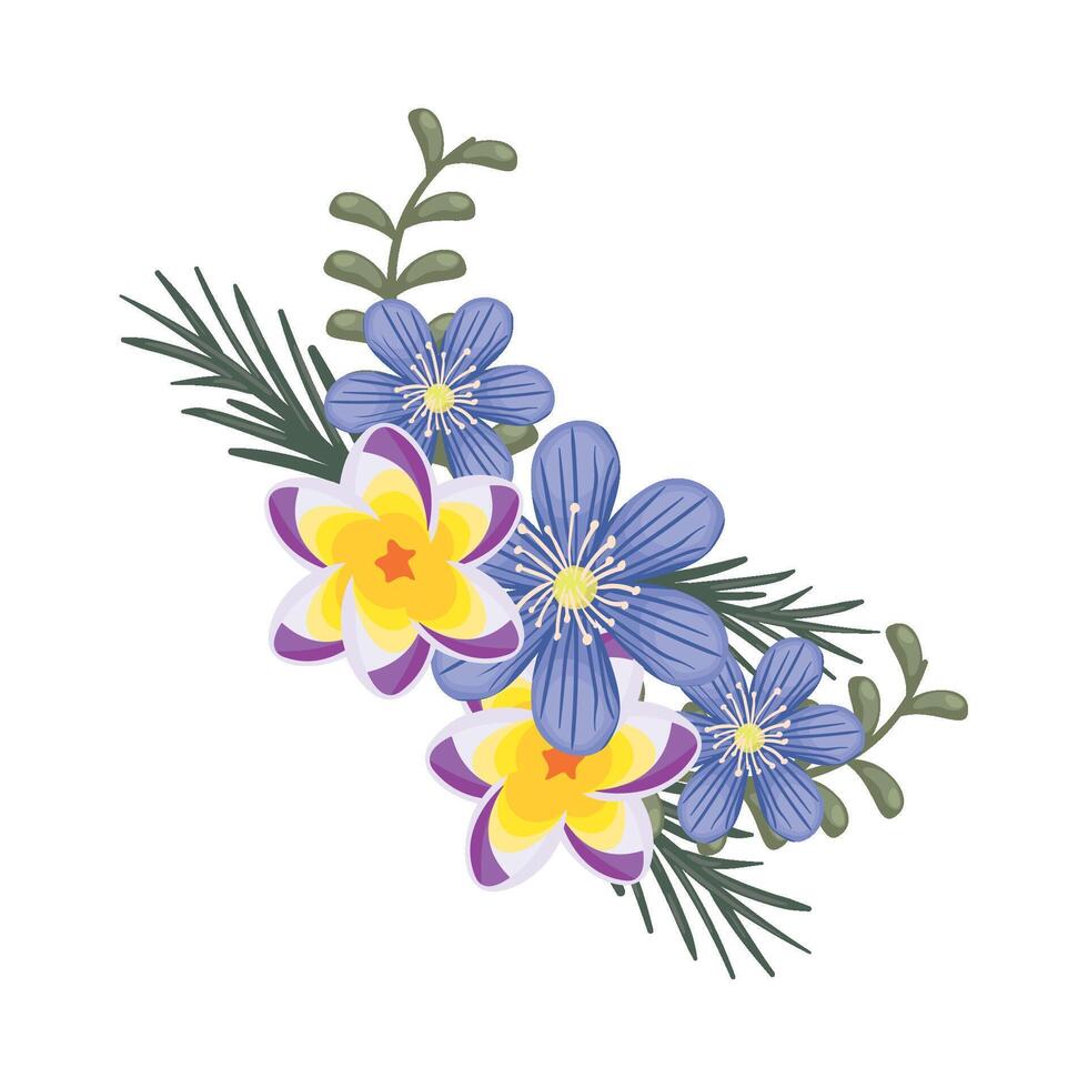 Flowers and leaves are shown in this illustration vector