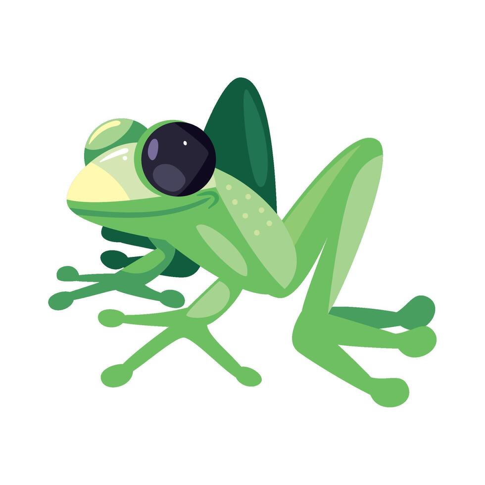 A cartoon frog with large eyes and a long tail vector