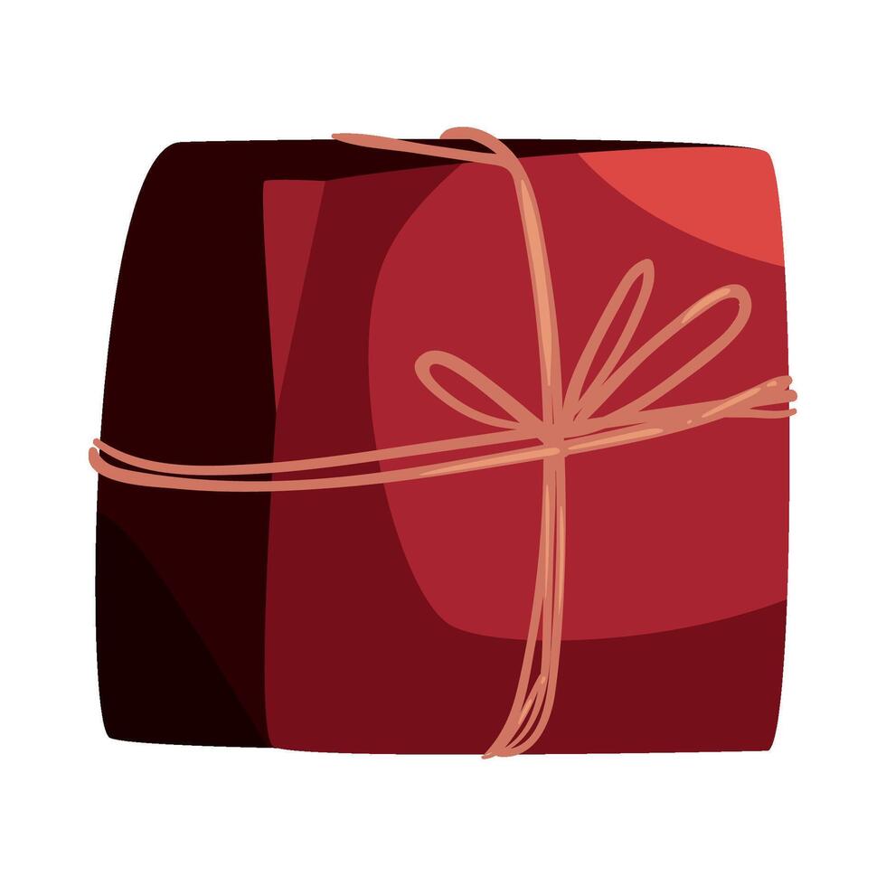 Red gift wrapped in red ribbon illustration vector