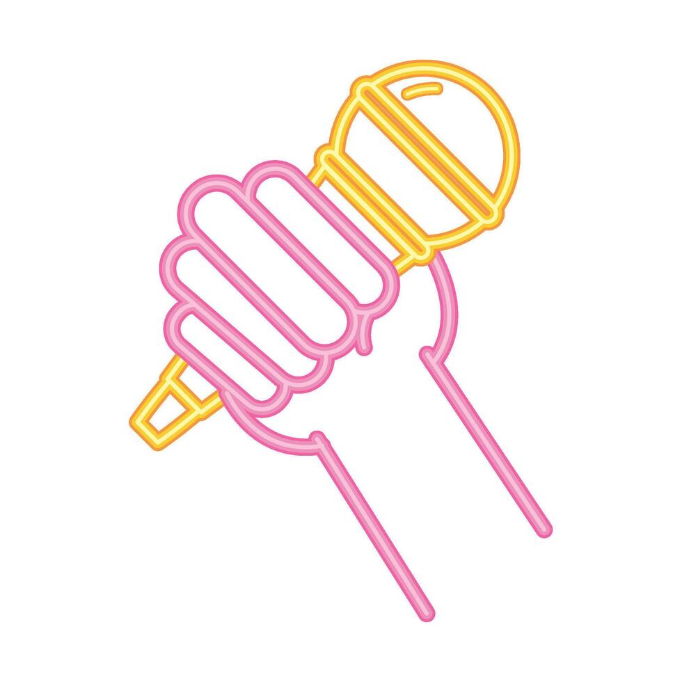 A hand holding a microphone icon vector