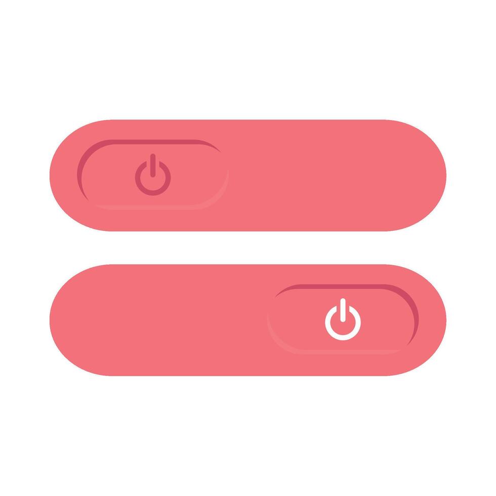 Two pink buttons with a power button and a light switch vector