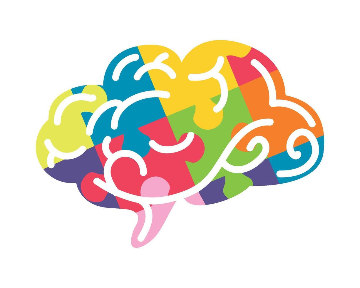 A colorful brain with a speech bubble vector