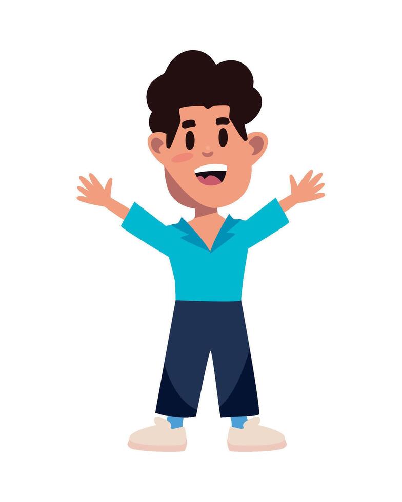A cartoon boy with arms outstretched vector