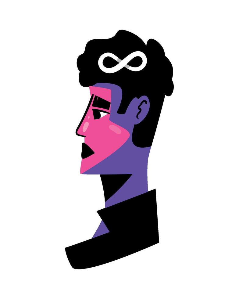 A man with an infinity symbol on his head vector