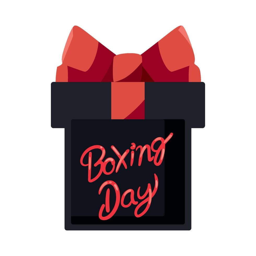 Boxing day gift box with red ribbon and bow vector