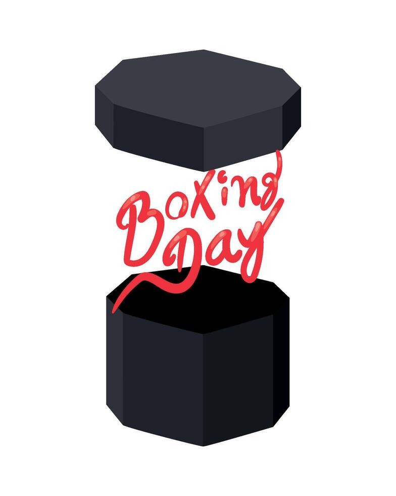 A black box with the word boxing day written on it vector