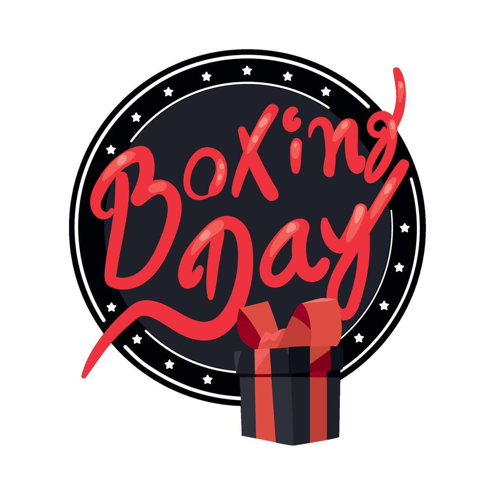 Boxing day logo with gift box vector