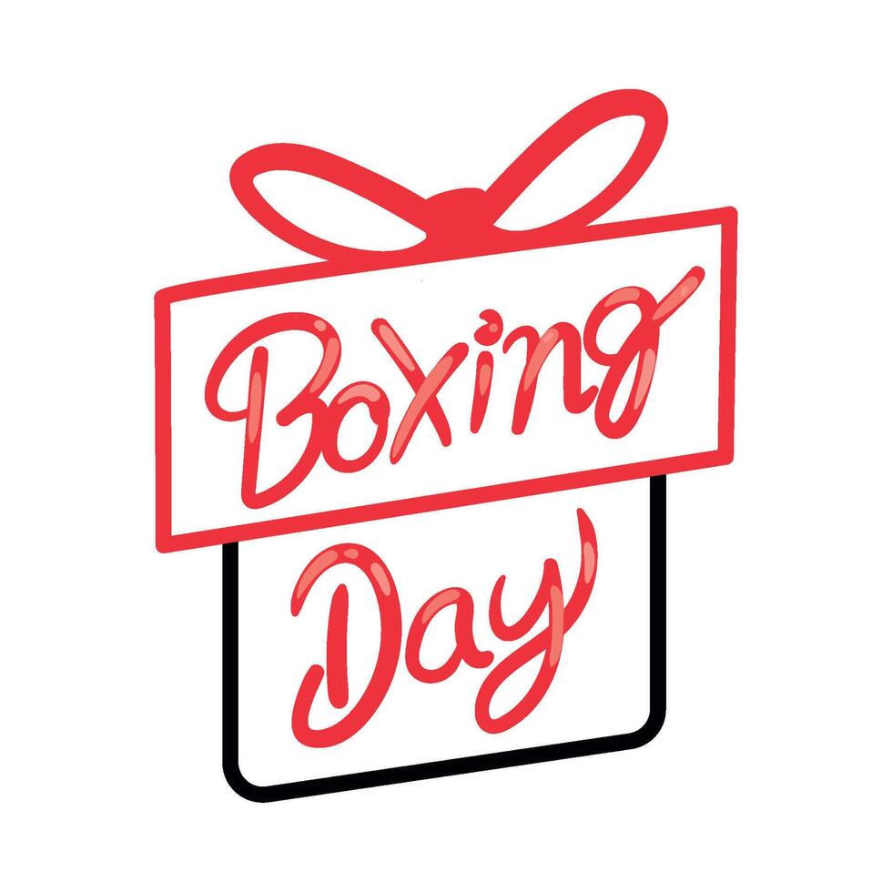Boxing day logo with a red ribbon vector