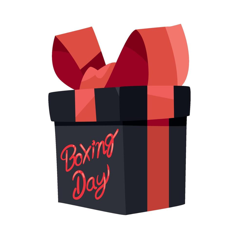 Boxing day gift box with red ribbon and bow vector