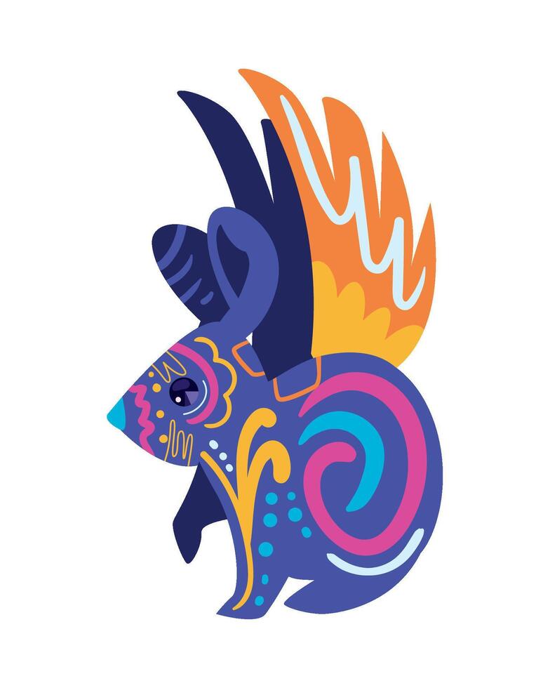 A colorful animal with a colorful tail vector