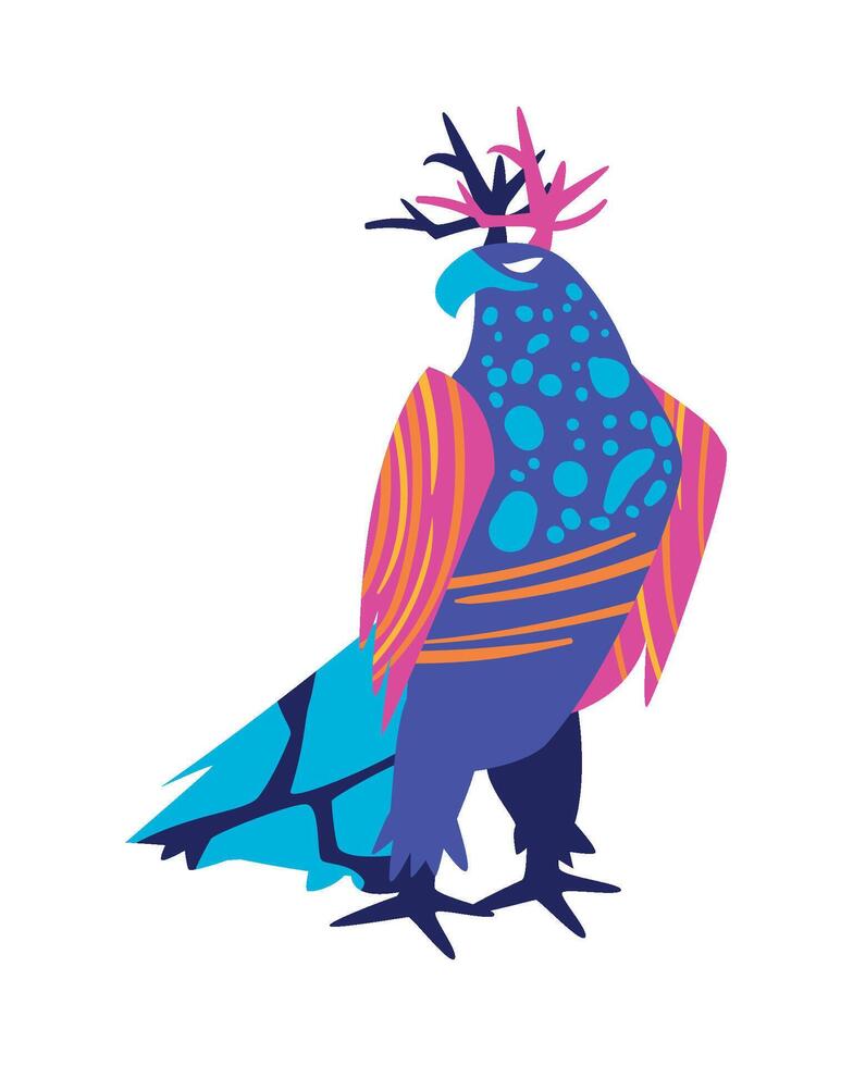 A colorful bird with a crown on its head vector