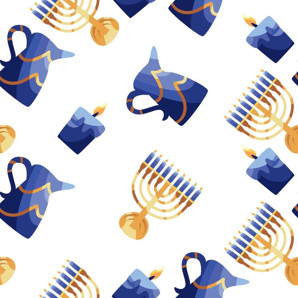Seamless pattern with menorah and candles vector