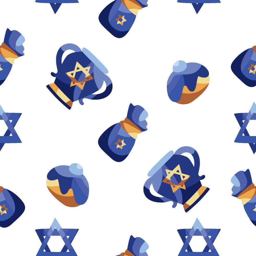 Seamless pattern with jewish symbols vector