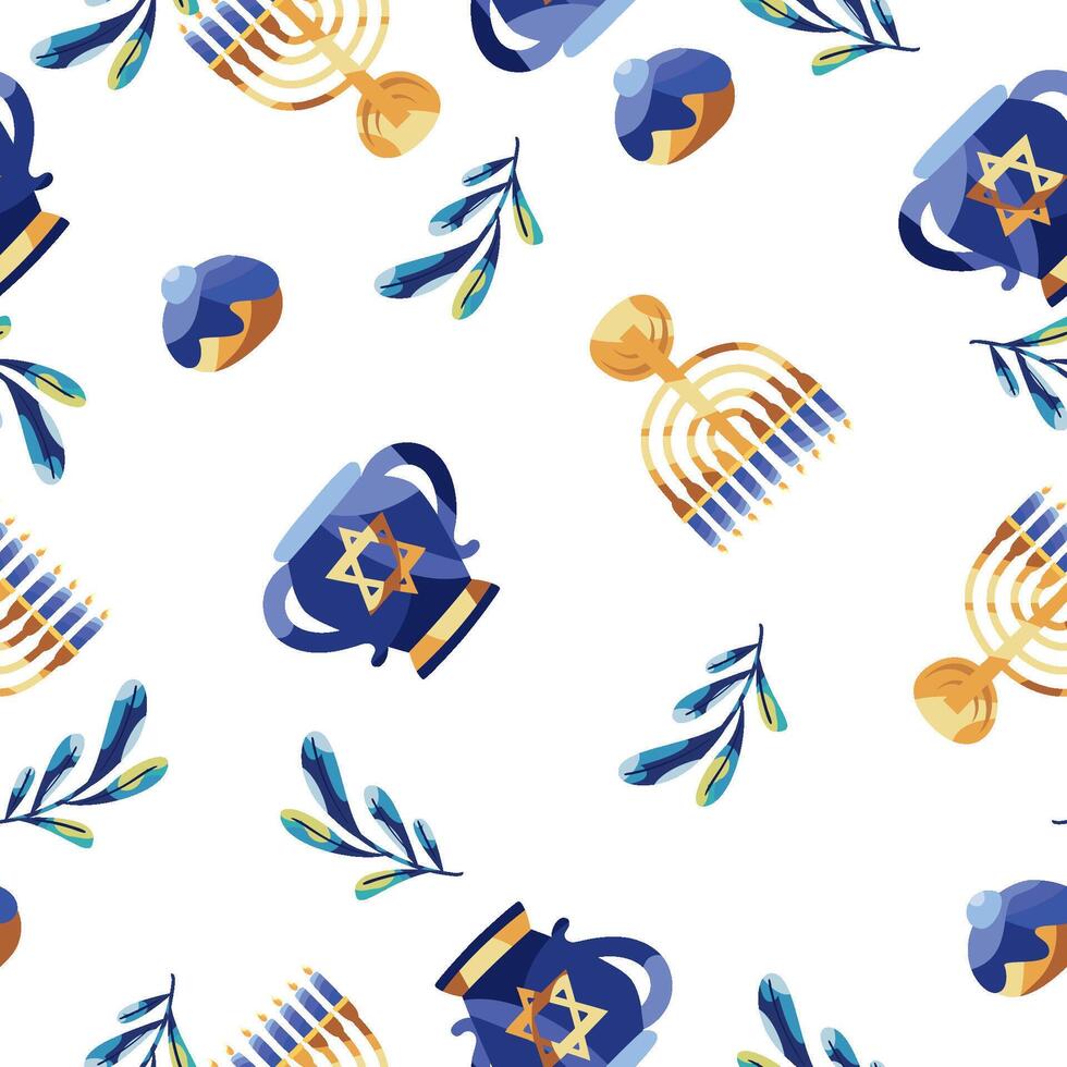Seamless pattern with jewish symbols vector