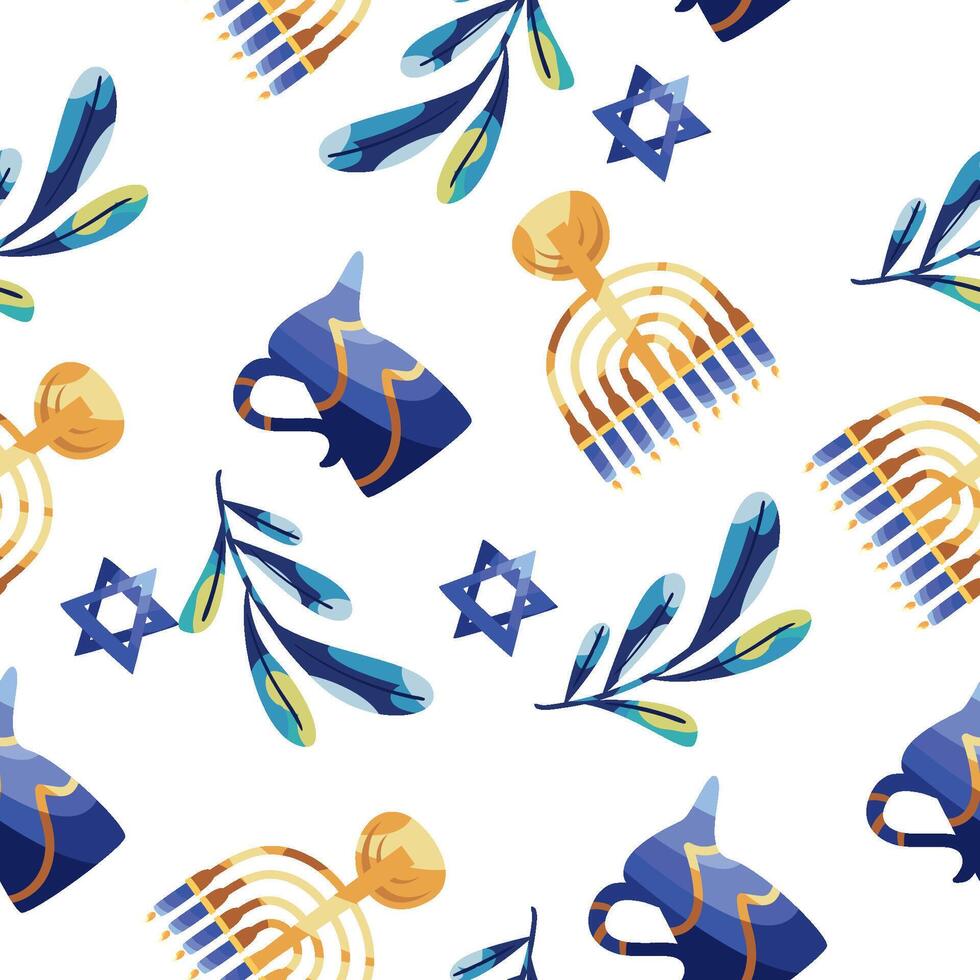 Seamless pattern with jewish symbols vector