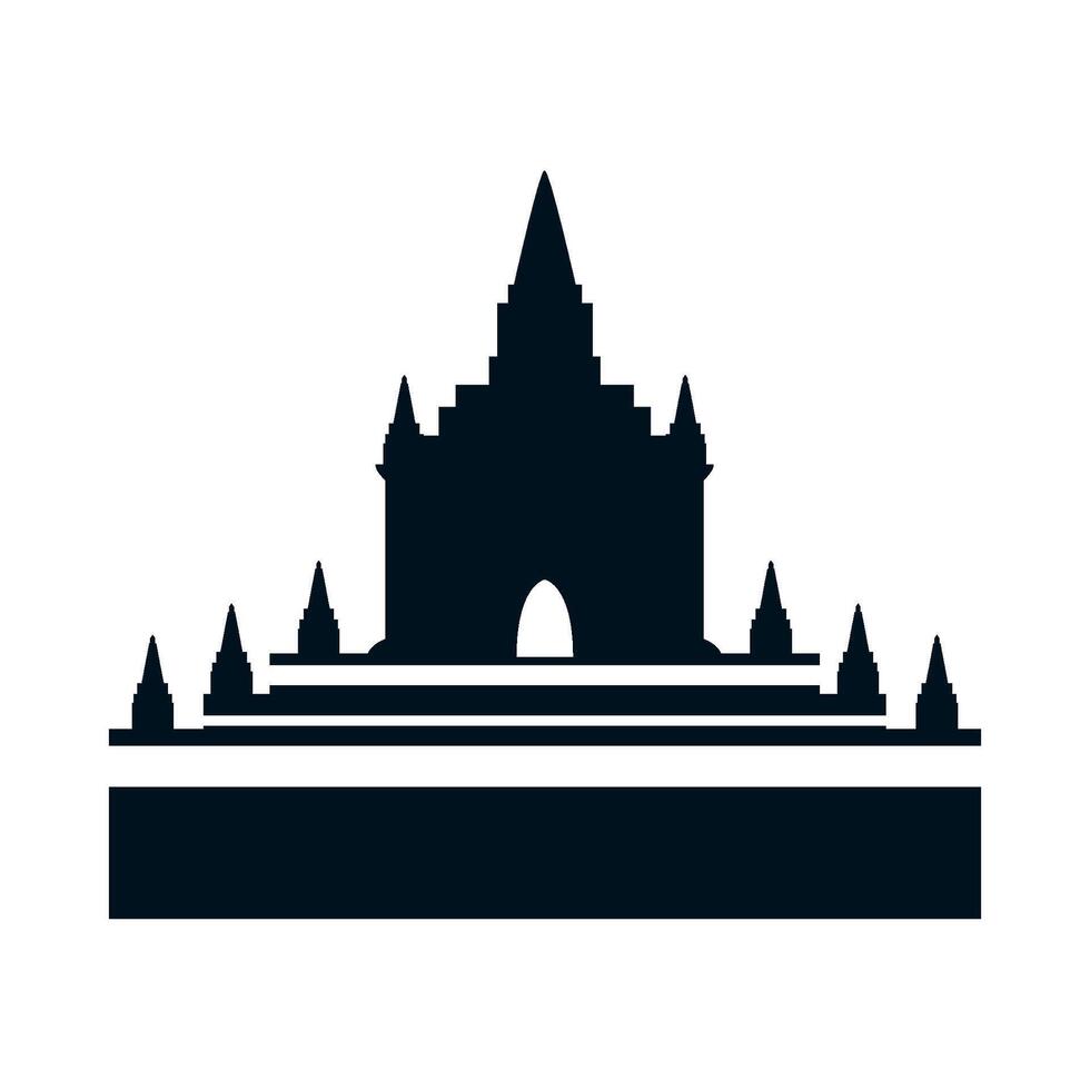 A black and white silhouette of a pagoda vector