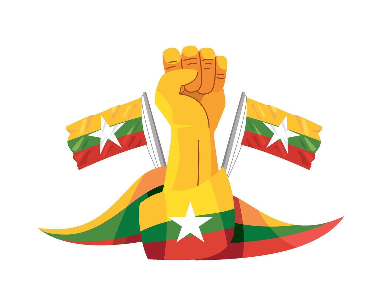 Myanmar flag and myanmar flag illustration vector