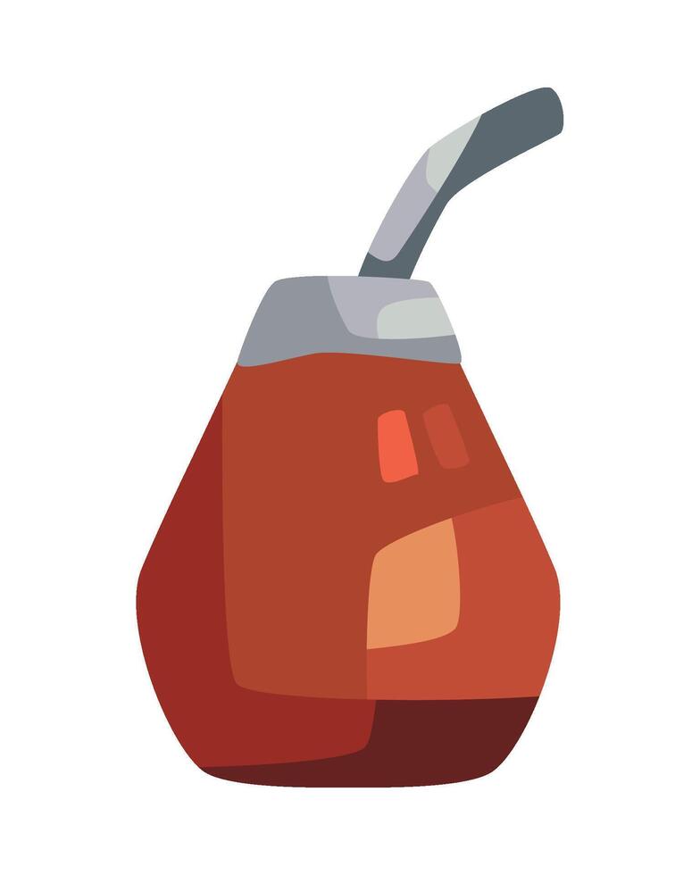 A red cup with a straw and a handle vector