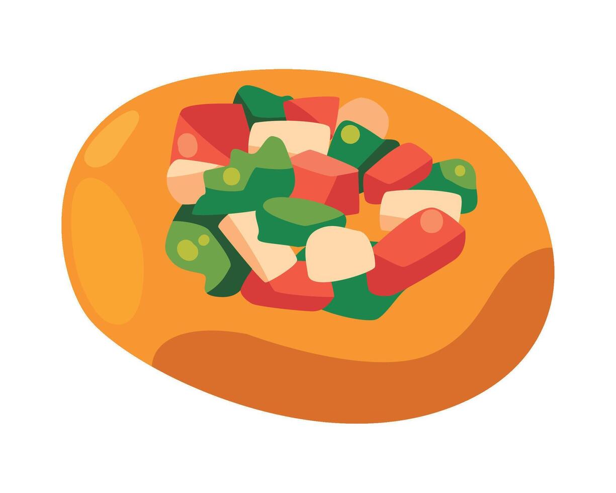 A pizza with vegetables on top of it vector