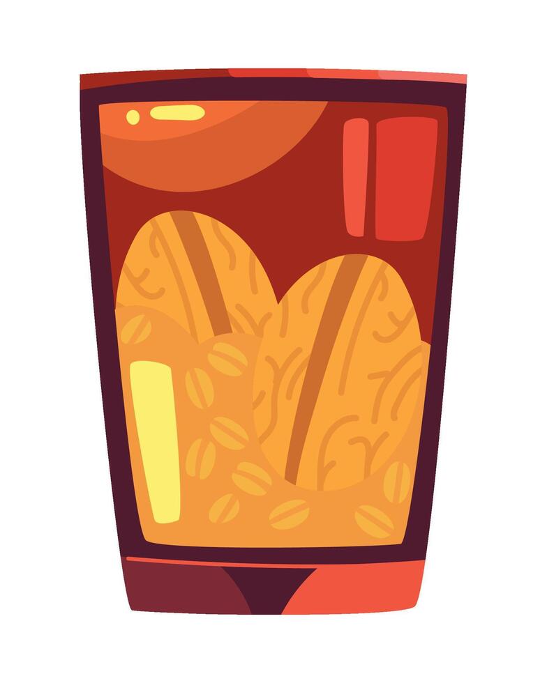 A glass of whiskey with nuts in it vector